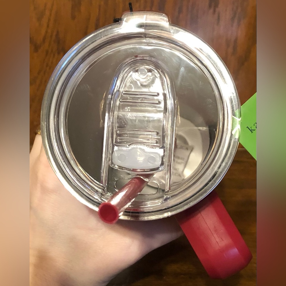 NWT-Kate Spade-40 Ounce Hearts Tumbler Cup-Red, Pink & White-Lid & Straw-$42.95 - Picture 7 of 9